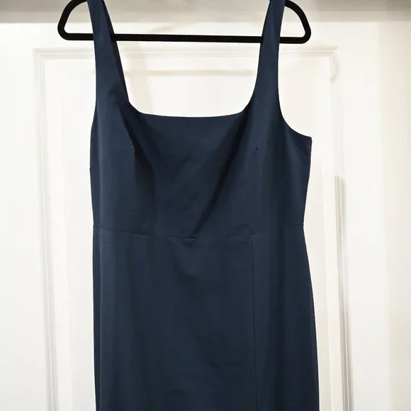 BHLDN Size 16 Dark Blue Adena Square Neckline High Slit Evening Dress